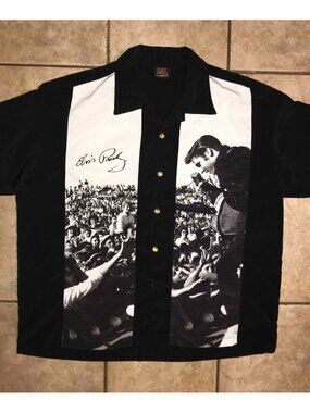 Men's Vintage Elvis Presley by Steady Bowling Shirt Short Sleeve-Concert-Size 2X